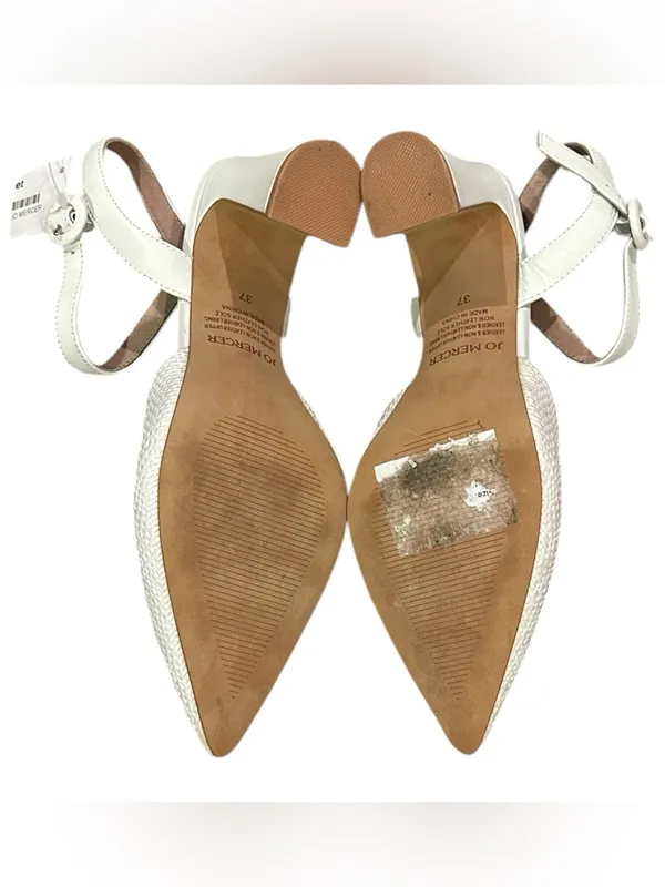 Jo Mercer Alton White Raffia Leather Buckle Block Heel Pointed Toe 37 - Image 4