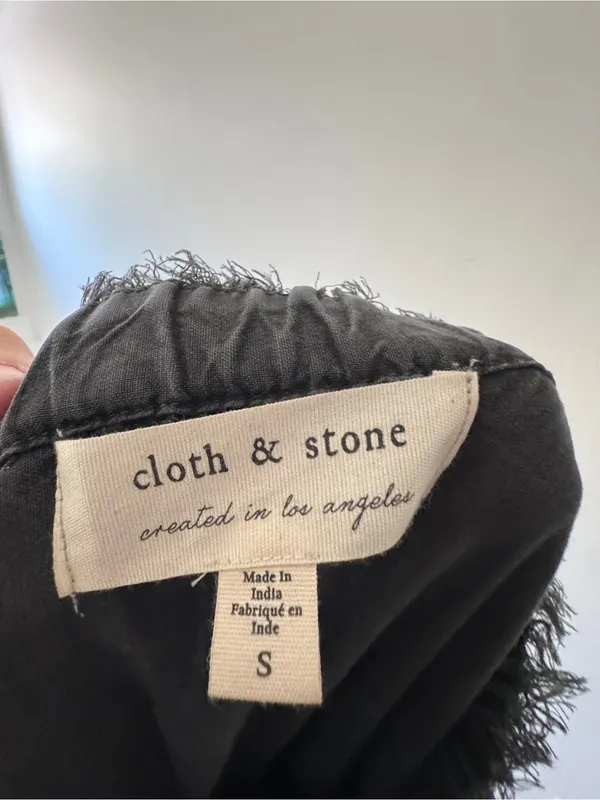 Cloth & Stone Anthropologie Charcoal Gray Sleeveless Fray Hem Belt Tie Jumpsuit‎ - Image 6