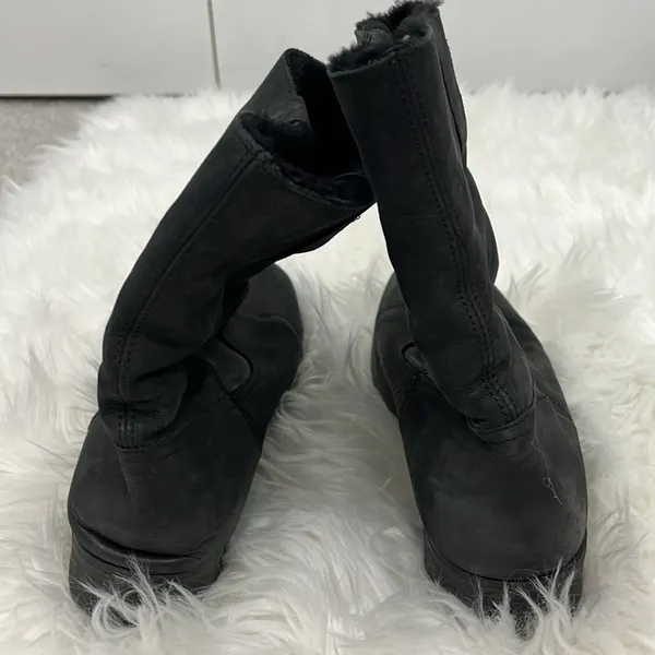 Aldo Size 9 Black Lambs Fur Lined Heeled Biker Moto Boots - Image 5