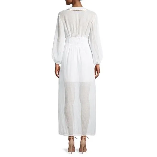 Rebecca Taylor Long Smock Waist Linen &‎ Crochet Dress Size Large - Image 9