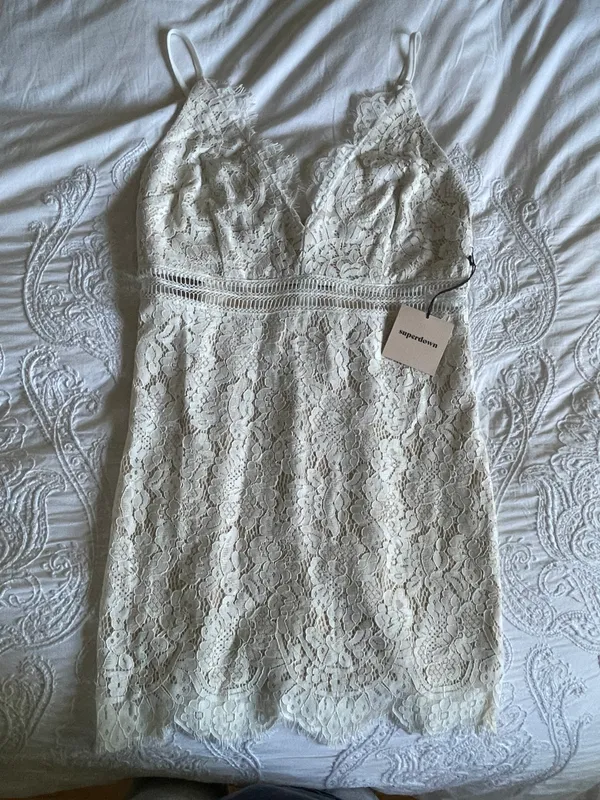 Remi White Lace Mini Dress - Image 2