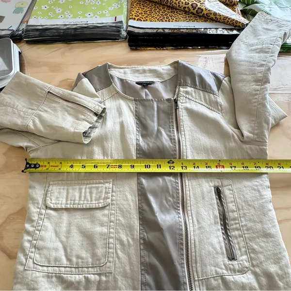 Apt. 9 Women’s Faux Leather Moto Style Zip Up‎ Jacket Windbreaker Cream Large - Image 10