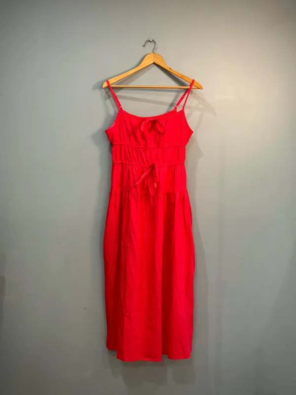 Red Sim & Sam Milkmaid Midi Sundress Size M EUC - Image 4