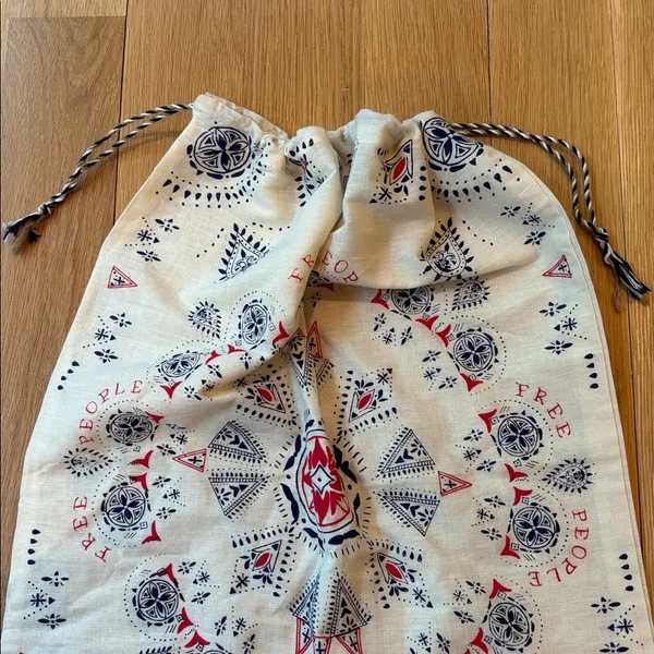 Free People Drawstring Bag Blue Red Cream - Image 4