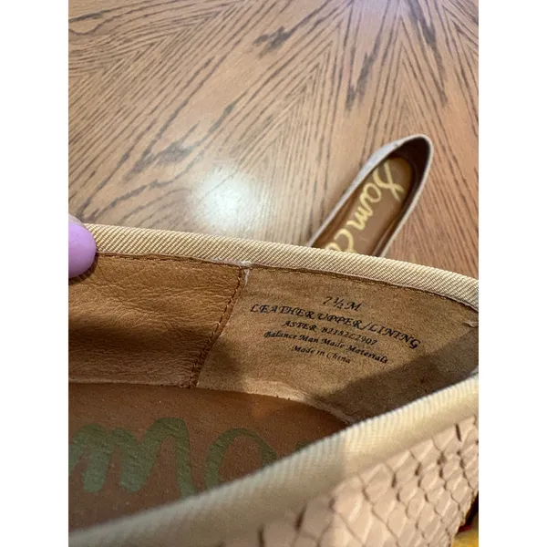 Sam Edelman Aster Loafers Womens 7.5M Tan Snakeskin Gold Cap Toe Flats - Image 7