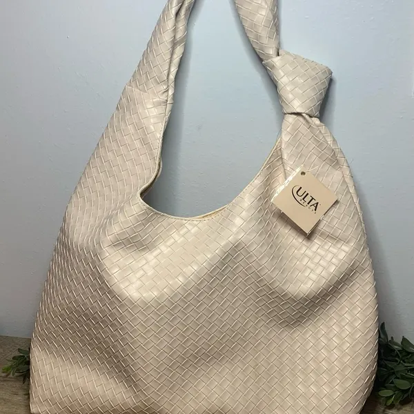 Ulta Beauty Cream Shoulder Bag with Textured Pattern NWT Tote Purse - Image 3