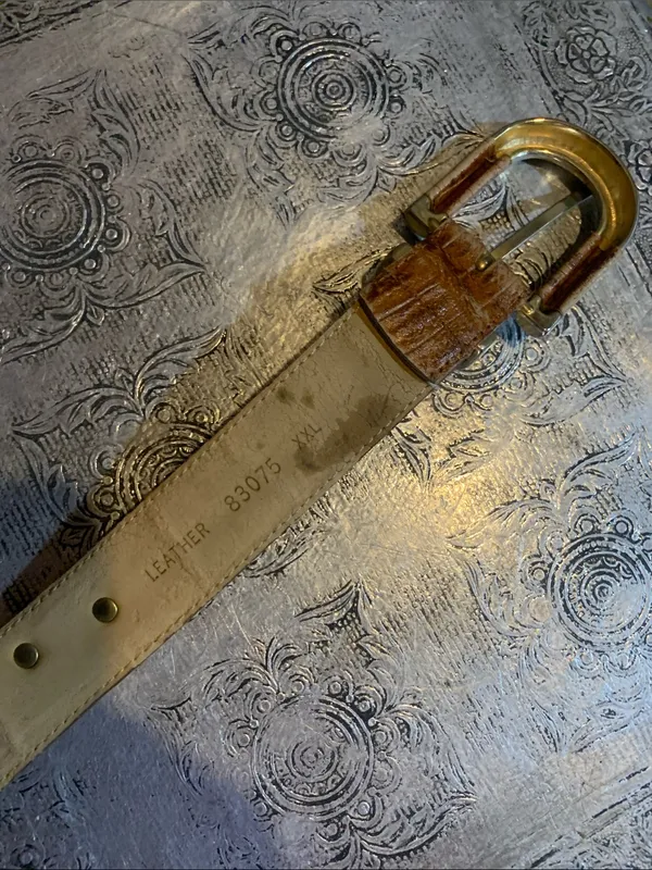 Vintage Leather Belt with Gold Animals - Image 6