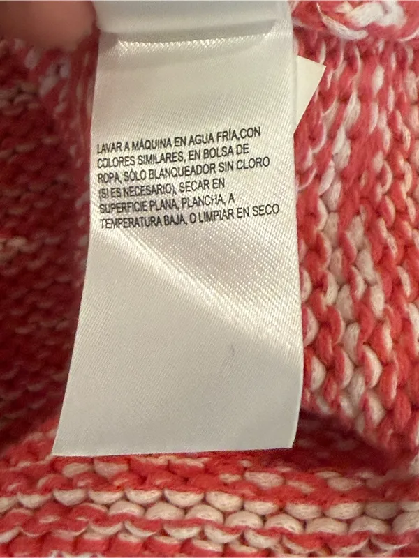 Lucky Brand Red & Cream Marled 100% Cotton Knit Sweater Small - Image 10