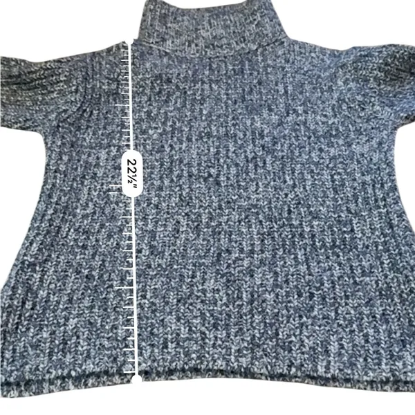 J.Crew Point Sur Turtleneck Sweater Women’s Size Small‎ Blue White Marled Chunky - Image 7