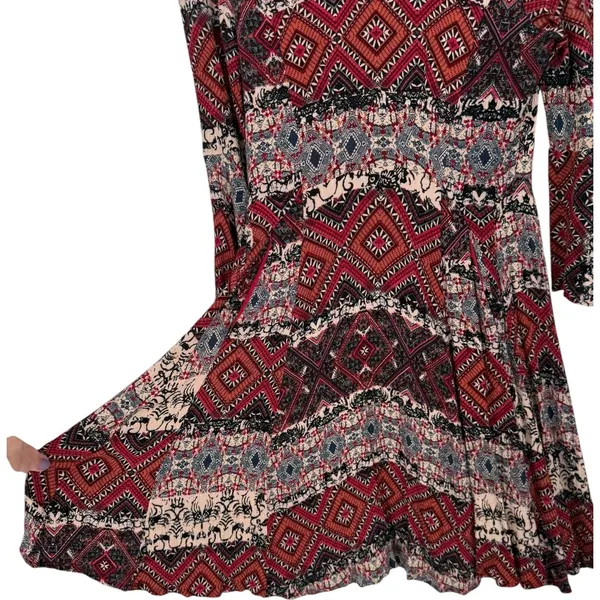 Anthropologie‎ Holding Horses Boho Print Bell Sleeve Mini Dress Size XS Western - Image 9