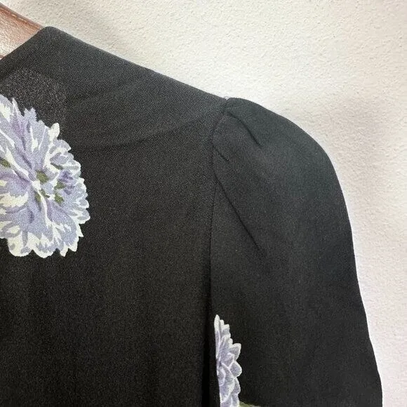 Reformation‎ Size 0 Jumpsuit Black Floral Short Sleeve V Neck Wedding Guest - Image 7