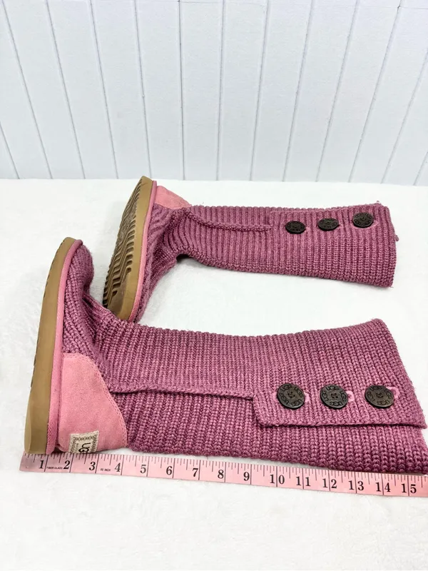 UGG Tall Cardy Knit Button Boots in Mauve Pink size 8 - Image 9