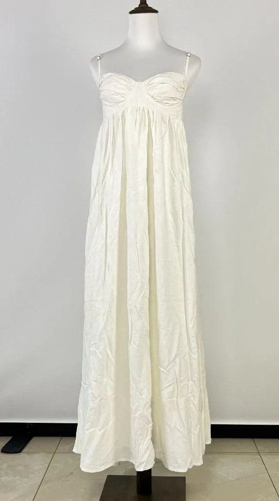 NWOT Farm Rio Linen Blend White Sleeveless Maxi Dress Size XS - Image 5
