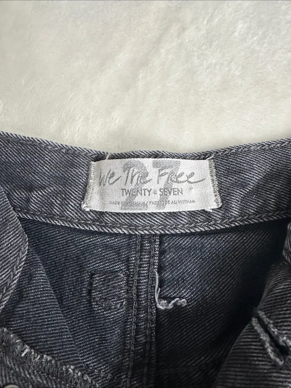 We the Free Washed Black Denim Frayed Hem Shorts - Image 2
