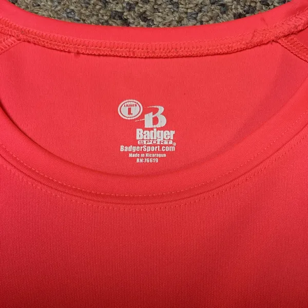 Badger Sport Coral Pink Orange Messiah Basketball Athletic Long Sleeve Top * L - Image 3