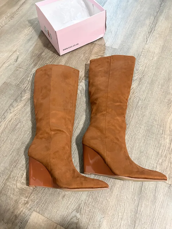 FashioNova NEW EGO women’s tan knee high boots size 7 - Image 7