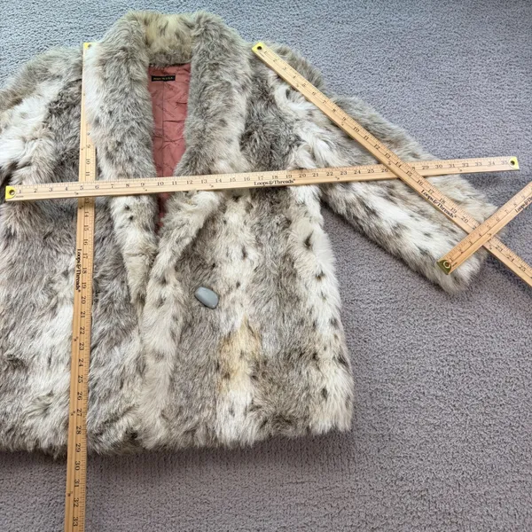 Vintage Jordache Faux Fur Coat 80s Animal Print Spotted Shawl Collar Made in USA - Image 3
