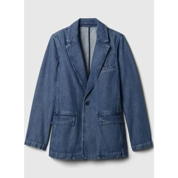Gap Denim Blazer Women's XS Blue Classic Fit Button Front Jacket‎ Blue - Image 2