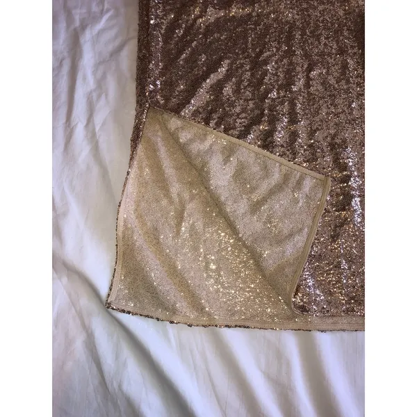 Gold Sequin Maxi Midi Skirt Size XS Slit Party Festive Fairy Whimsical Metallic - Image 4