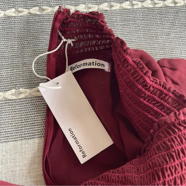 NWT Reformation Stevi Shirred Georgette Midi Dress in Plum Size 4 - Image 7