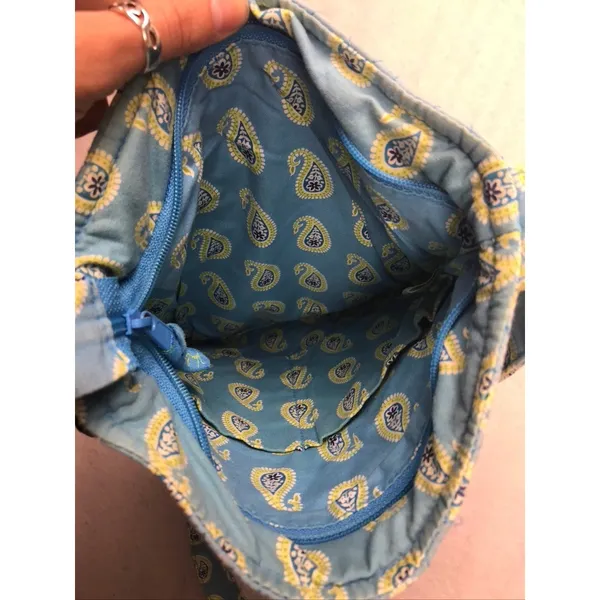 Vera Bradley Crossbody Bag Women Small Blue Quilted Paisley Hipster‎ Spring - Image 8