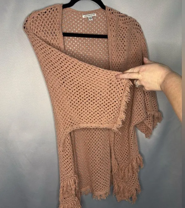 AMERICAN EAGLE OUTFITTERS Fringe 3/4 Sleeve Oversized Women's Cardigan Size M - Image 5