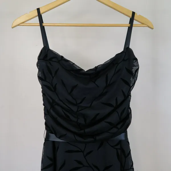 Vintage 90s Luly K Black Floral Midi Dress - Image 6