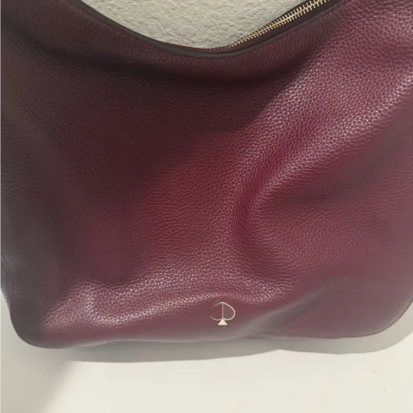 Kate Spade Polly Medium Leather Shoulder Hobo Bag Cherrywood Burgundy Wine - Image 8