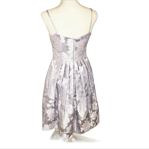 David’s Bridal silver Floral Spaghetti Strap Dress Size 2 - Image 3