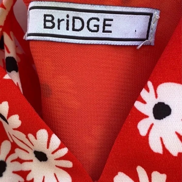 BriDGE Womens medium red Sleeveless Floral strappy spring sleeveless sun dress - Image 9