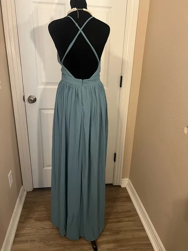 Formal blue bridesmaid cocktail sundress - Image 3