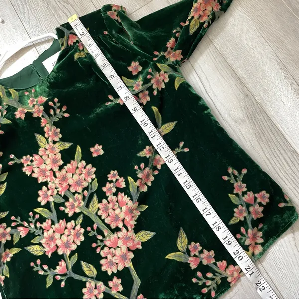 J.O.A. Velvet Top floral burn out long sleeve womens Green xsmall cocktail party - Image 7