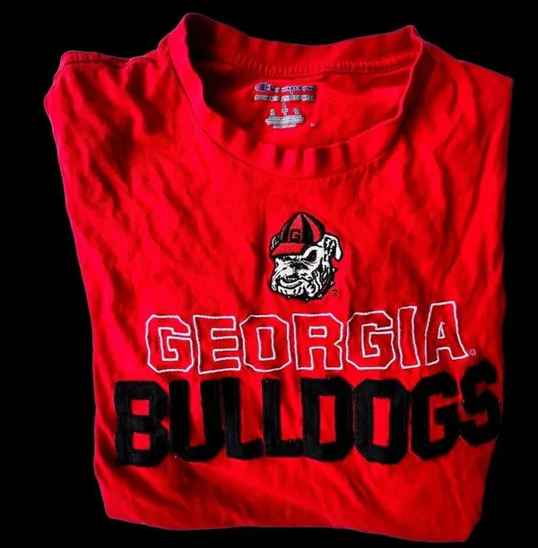Champion Vintage Georgia Bulldogs T Shirt Large Red Short Sleeves Embroi… - Image 5