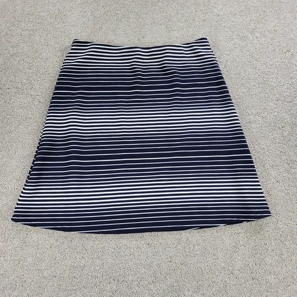Margaret M Womens Skirt‎ Large Navy White Stripe A Line Mini Stretch Lined - Image 10