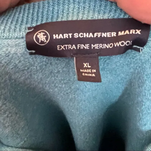 Hart Schaffner‎ Marx Merino Wool Sweater Blue Size XL - Image 6