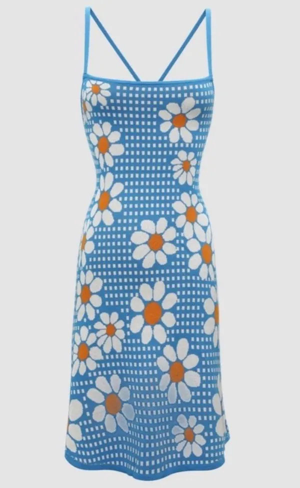 Cider Daisy Print Open Back Dress - Image 2