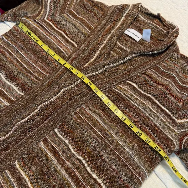 Alfred Dunner Open Front Sweater Cardigan Neutral Tone Women’s Sz Large Metallic - Image 6