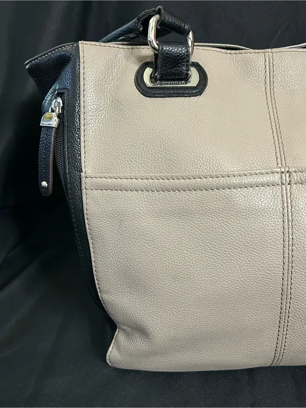 Tignanello Classic Two-Tone Tote Bag Black & Cream - Image 9
