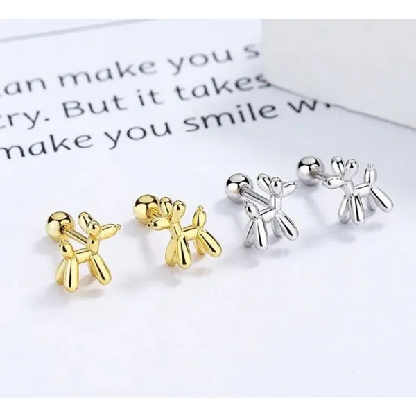 NEW Dainty Unisex Gold‎ Plated Sterling Balloon Dog Earrings, 0.7 x 0.7cm - Image 11