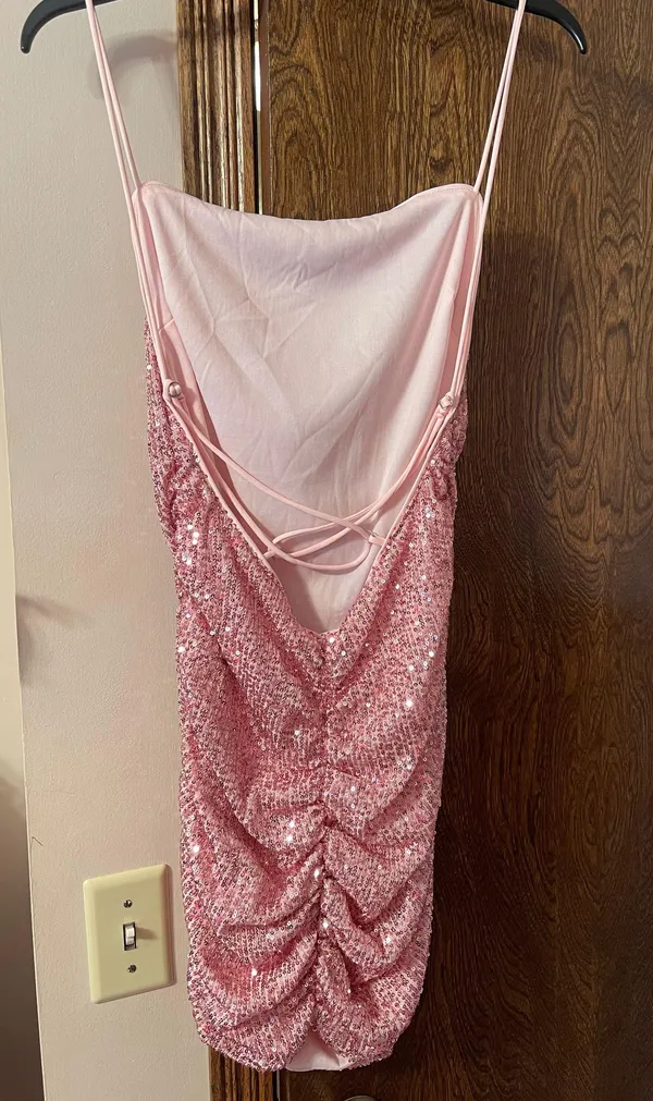pink sparkly mini dress Size L - Image 3