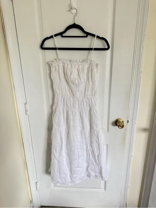 FRAME White Smocked Midi Dress - Image 2