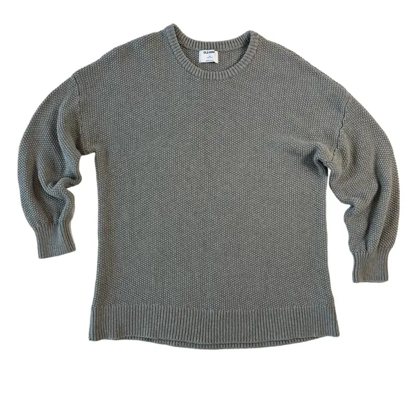 Old Navy Gray Cotton Knit Crewneck Sweater Women's XL Long Sleeve - Image 4