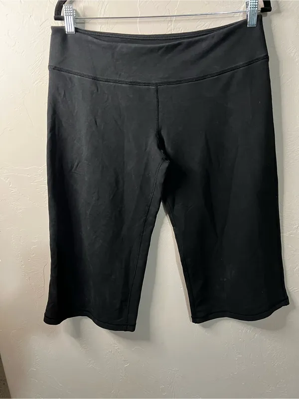 Sansara Black Yoga Wide Leg Crop Capri Leggings Mid Rise Athleisure - Image 2