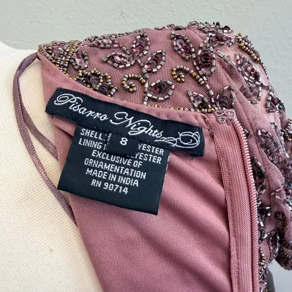 Pisarro Nights Gown Maxi Dress Mauve Pink Womens 8 Beaded Mother of Bride‎ Gala - Image 6