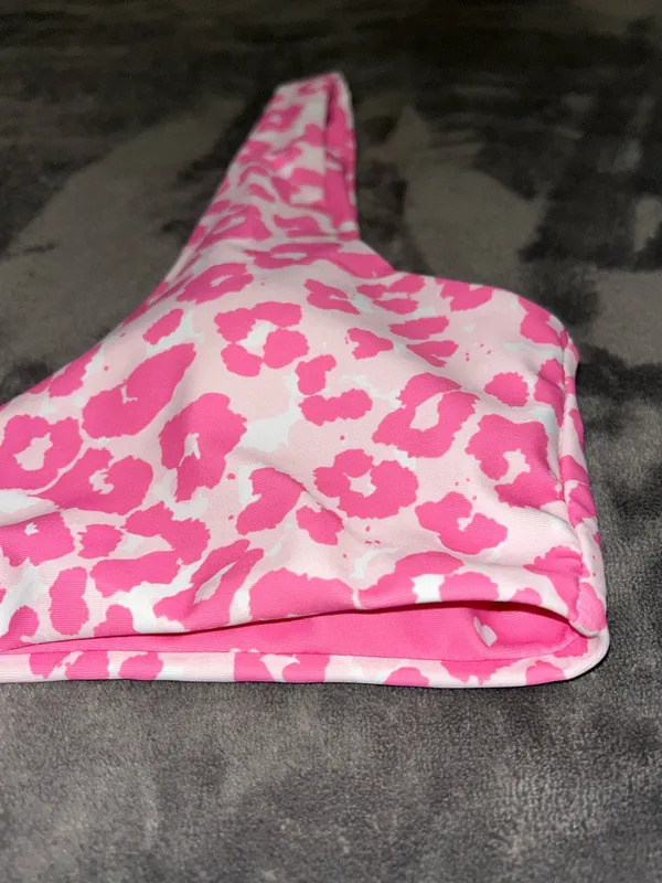 Zaful NWOT Reversible Pink Heart Leopard Print Swimsuit Set - Image 10