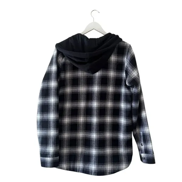 Volcom Hooded Black White Checkered Cotton Blend Ski Snowboard SZ XL # 2518 - Image 5