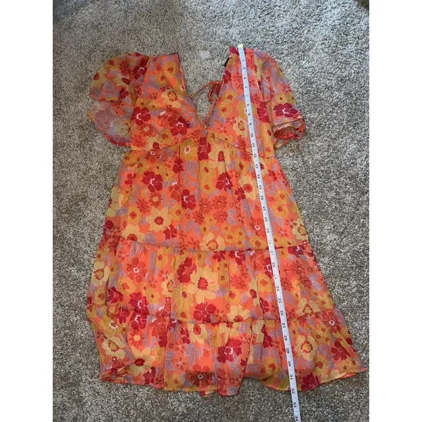 Orange Floral Peach Love California Dress Size Small - Image 6