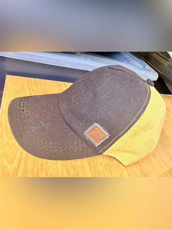 Roxy Baseball Cap Black Speckled Straw Weave Back Leather Patch Adjustable Hat - Image 2