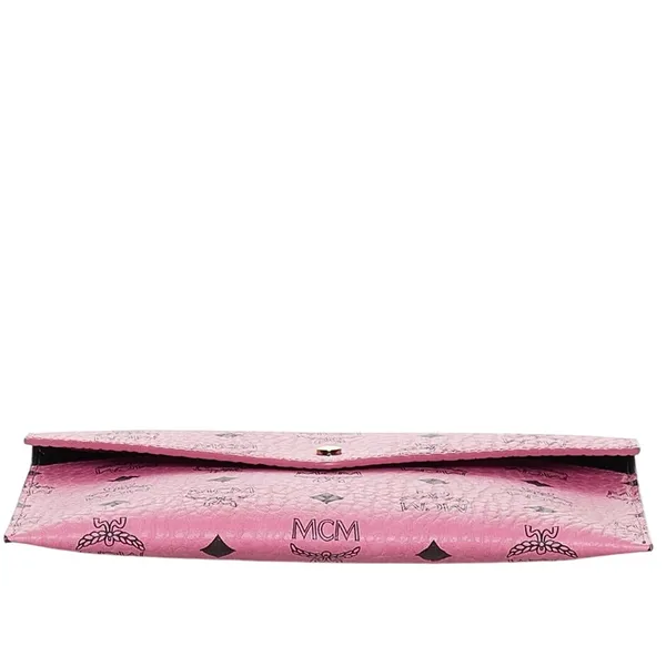 MCM Visetos Leather Clutch Bag in Pink New with Tag - Image 3