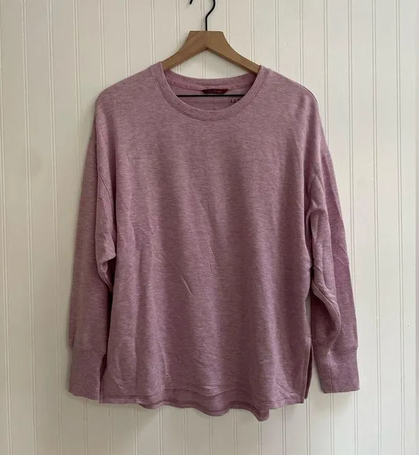 L.L. BEAN Women's SoftFlex Crewneck Dolman Sleeve Pullover Lilac Heather Size S - Image 3